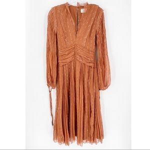 NEW ASOS Design Orange & Metallic Flowy Midi Dress
